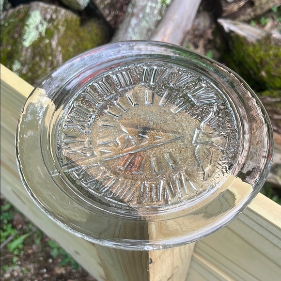 Pressed Clear Glass Round Sundial Design with Roman Numerals Small Cheese Plate - Picture 2 of 4